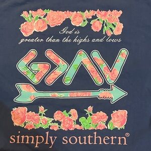 Simply Southern Navy Tee with Pink Floral Design